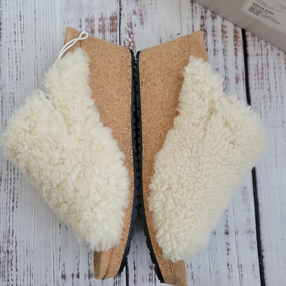 Papillio by Birkenstock Namica Teddy Eggshell Shearling Mules Slides NEW - Picture 3 of 14